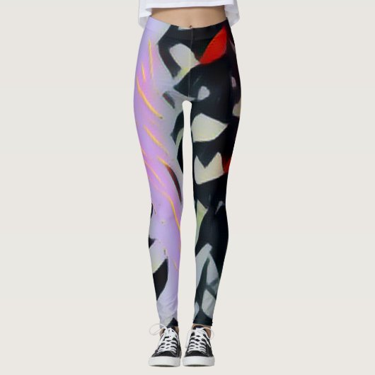 Leggings Belle Gras Art Moderne Retour & Lavande (Devant)