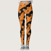 Leggings Belle Halloween Bande Citrouille Orange Noir (Devant)