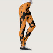 Leggings Belle Halloween Bande Citrouille Orange Noir (Droite)