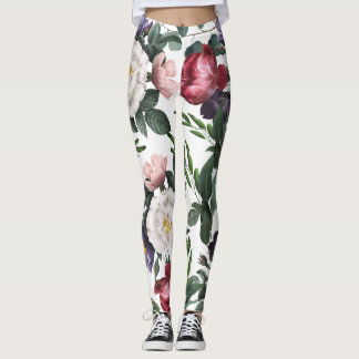 Leggings Belle illustration rose romantique à la mode