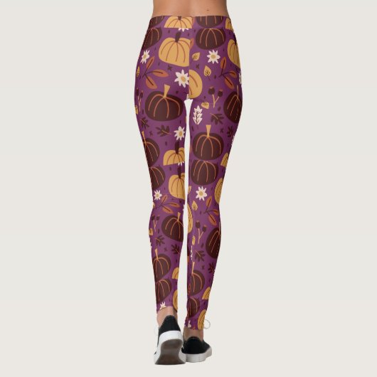 Leggings Belle Motif Citrouille violet et orange (Dos)