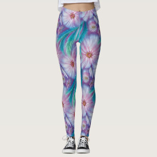 Leggings Belle Motif de plumes et fleurs