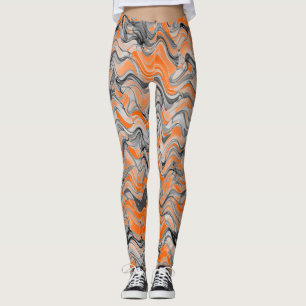 Leggings Belle Motif Lumineux Orange Lavé Courbé