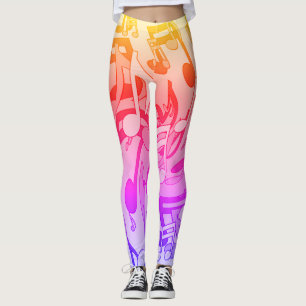 Leggings Belle musique Joyeuses couleurs vives notes musica