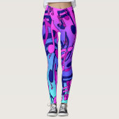 Leggings Belle musique rose Aqua Blue Vibrant Motif (Devant)