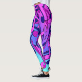 Leggings Belle musique rose Aqua Blue Vibrant Motif (Gauche)