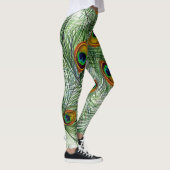 Leggings Belle plume verte de paon (Droite)