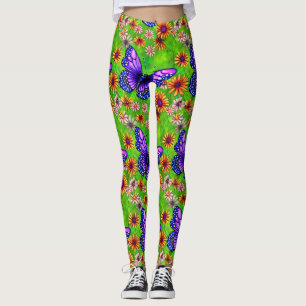 Leggings Belle prairie à papillon pourpre