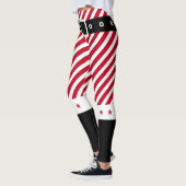 Leggings Belle Red White Stripes Sucre de canne Étoiles Noë (Gauche)