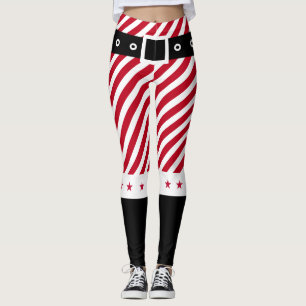 Leggings Belle Red White Stripes Sucre de canne Étoiles Noë