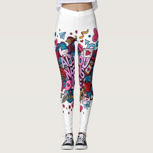 Leggings Belle Saint Valentin spécial Coeurs Leggings. (Devant)