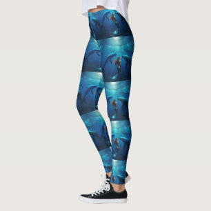 Leggings Belle Sirène Nager Avec Baleines À Bosse,