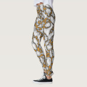 Leggings Belle texture en marbre blanc et or (Gauche)