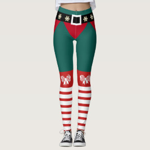 Leggings Belle Vert Rouge Blancs Sucre de canne Elf Womens