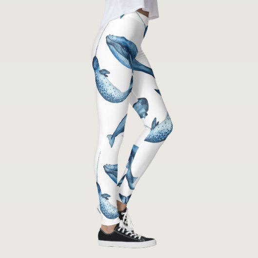 Leggings Belles baleines bleues et guêtres de Narwhals | (Droite)