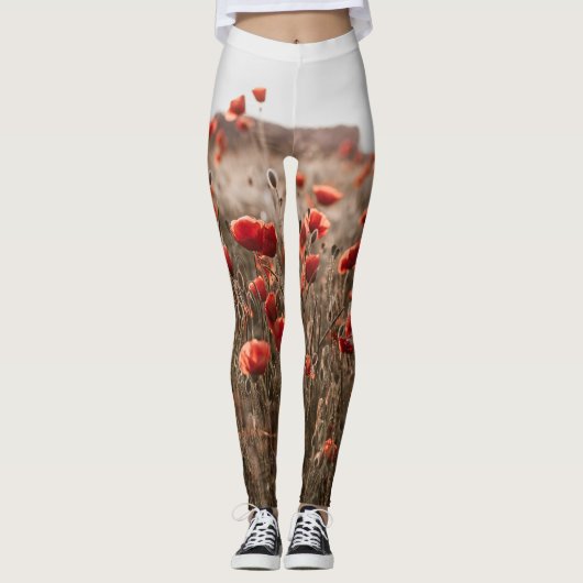 Leggings belles fleurs de coquelicot (Devant)