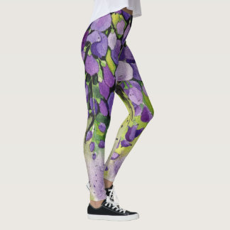 Leggings Belles Fleurs De Wisteria En Aquarelle