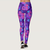 Leggings Belles fleurs d'hibiscus violet (Dos)