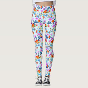 Leggings Belles Fleurs Et Motif Feuille