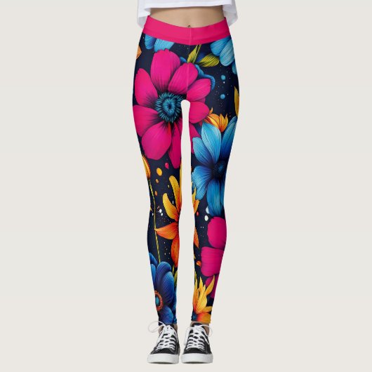 Leggings Belles fleurs et Roses sucrés (Devant)
