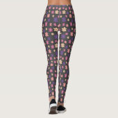 Leggings Belles fleurs sur arrière - plan brun foncé Motif (Dos)
