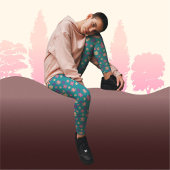 Leggings Belles fleurs sur Motif arrière - plan vert foncé