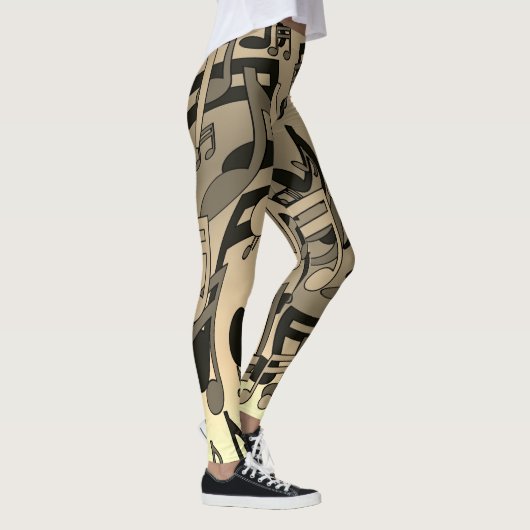 Leggings Belles notes de musique sépia Notes de musique ani (Droite)