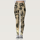 Leggings Belles notes de musique sépia Notes de musique ani (Devant)