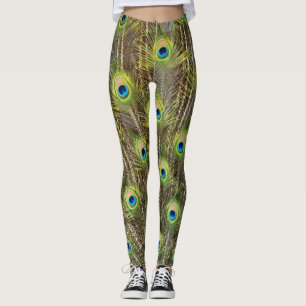 Leggings Belles plumes d'oiseaux paons