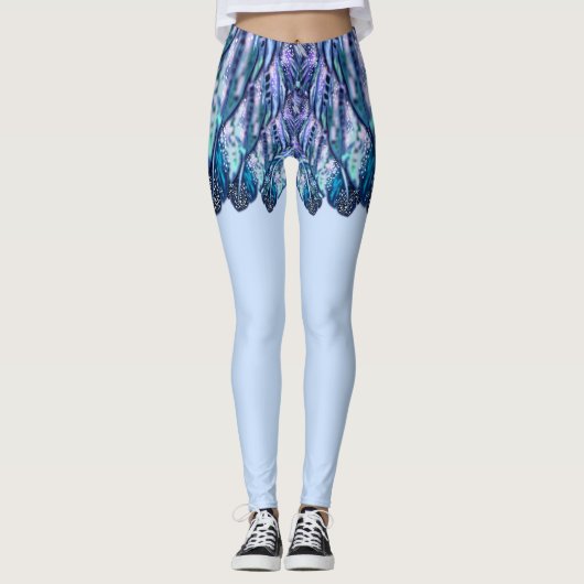 Leggings Belles plumes - Mini jupe exotique - Bleu (Devant)