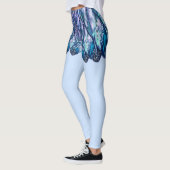 Leggings Belles plumes - Mini jupe exotique - Bleu (Gauche)