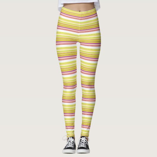 Leggings Belles rayures jaunes blanches (Devant)