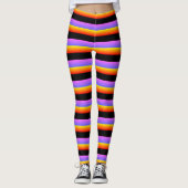 Leggings Belles Rayures Noir Orange Violet (Devant)