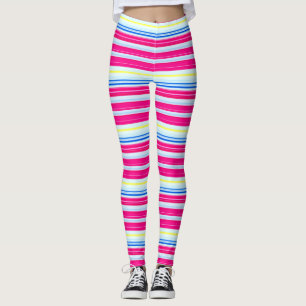Leggings Belles rayures rose bleue