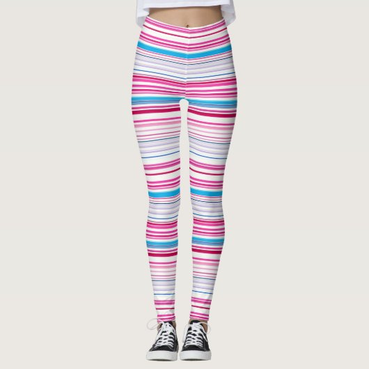 Leggings Belles rayures rose bleue (Devant)