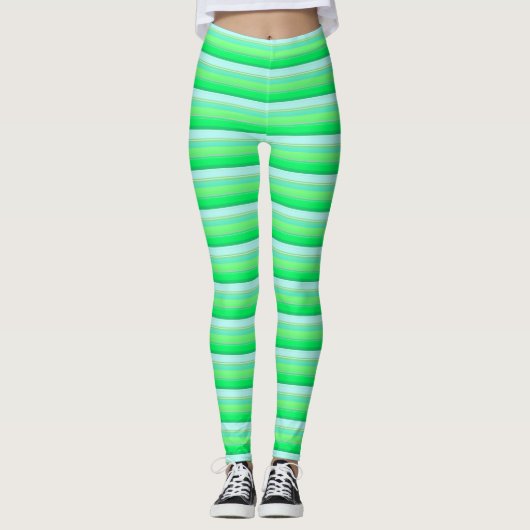 Leggings Belles rayures vert aqua (Devant)
