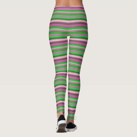 Leggings Belles rayures vert violet (Dos)