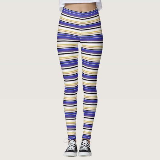 Leggings Belles rayures violettes blanches (Devant)