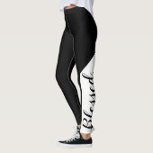 Leggings  Béni. Black White Modern Script Christian (Gauche)