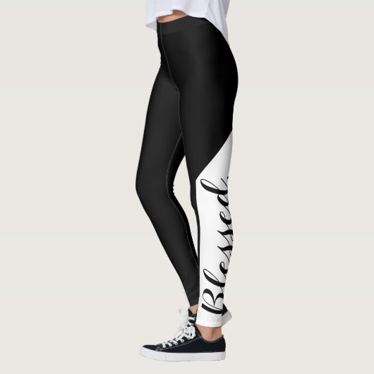Leggings  Béni. Black White Modern Script Christian (Gauche)
