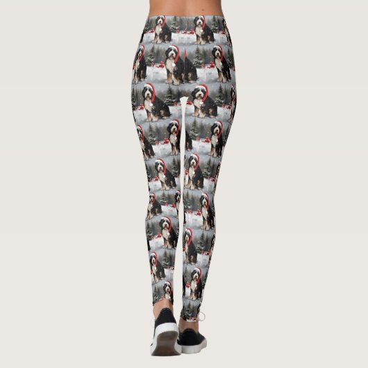 Leggings Bernedoodle Chien dans Noël de neige (Dos)