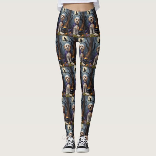 Leggings Bernedoodle Chien Whimsical Halloween Peinture (Devant)