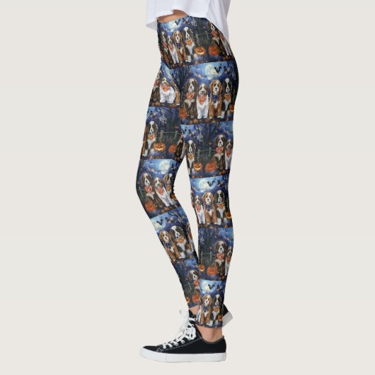 Leggings Bernedoodle Halloween Éffrayant (Gauche)