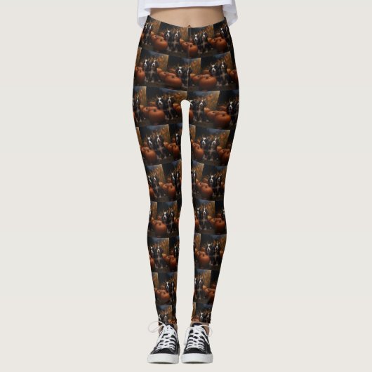 Leggings Bernois Montagne Chiot Automne Citrouille (Devant)