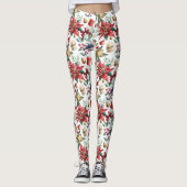 Leggings Berries rouges et oiseau poinsettia (Devant)