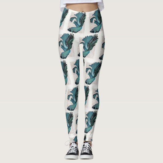 Leggings Betta Fish Turquoise Green Art Pièce d'entraînemen (Devant)