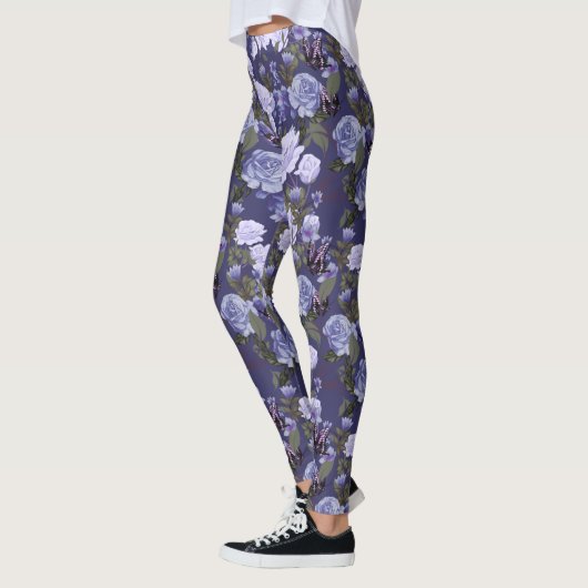 Leggings Beurre floral violet Jambes des femmes (Gauche)