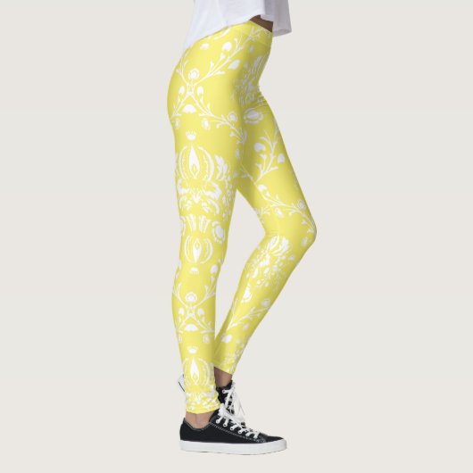 Leggings Beurre jaune et blanc Damas (Droite)