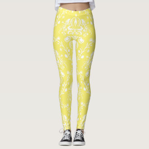Leggings Beurre jaune et blanc Damas