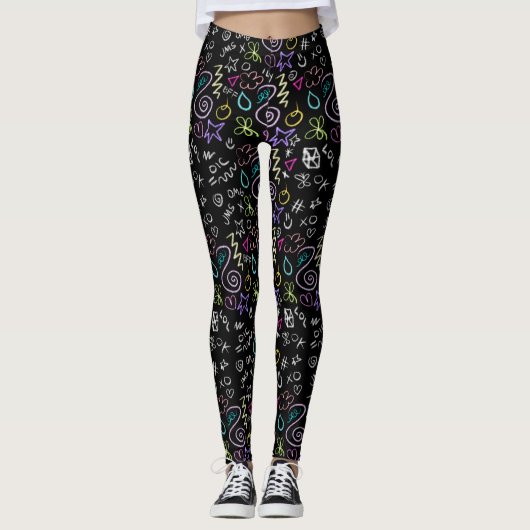 Leggings BFF Doodles - Faux Parties scintillant Motif (Devant)
